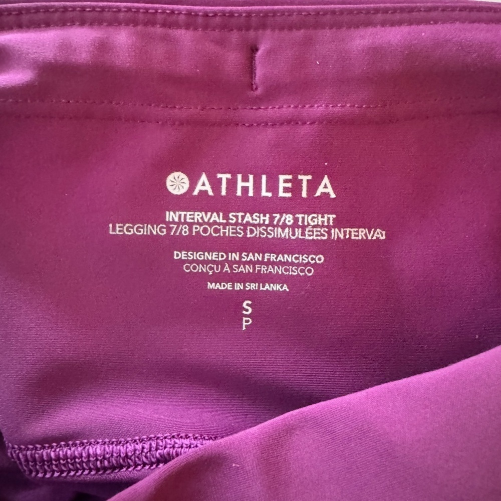 INTERVAL STASH HIGH RISE 7/8 LEGGING TIGHT, SIZE SMALL, MAGENTA PINK - Picture 4 of 4